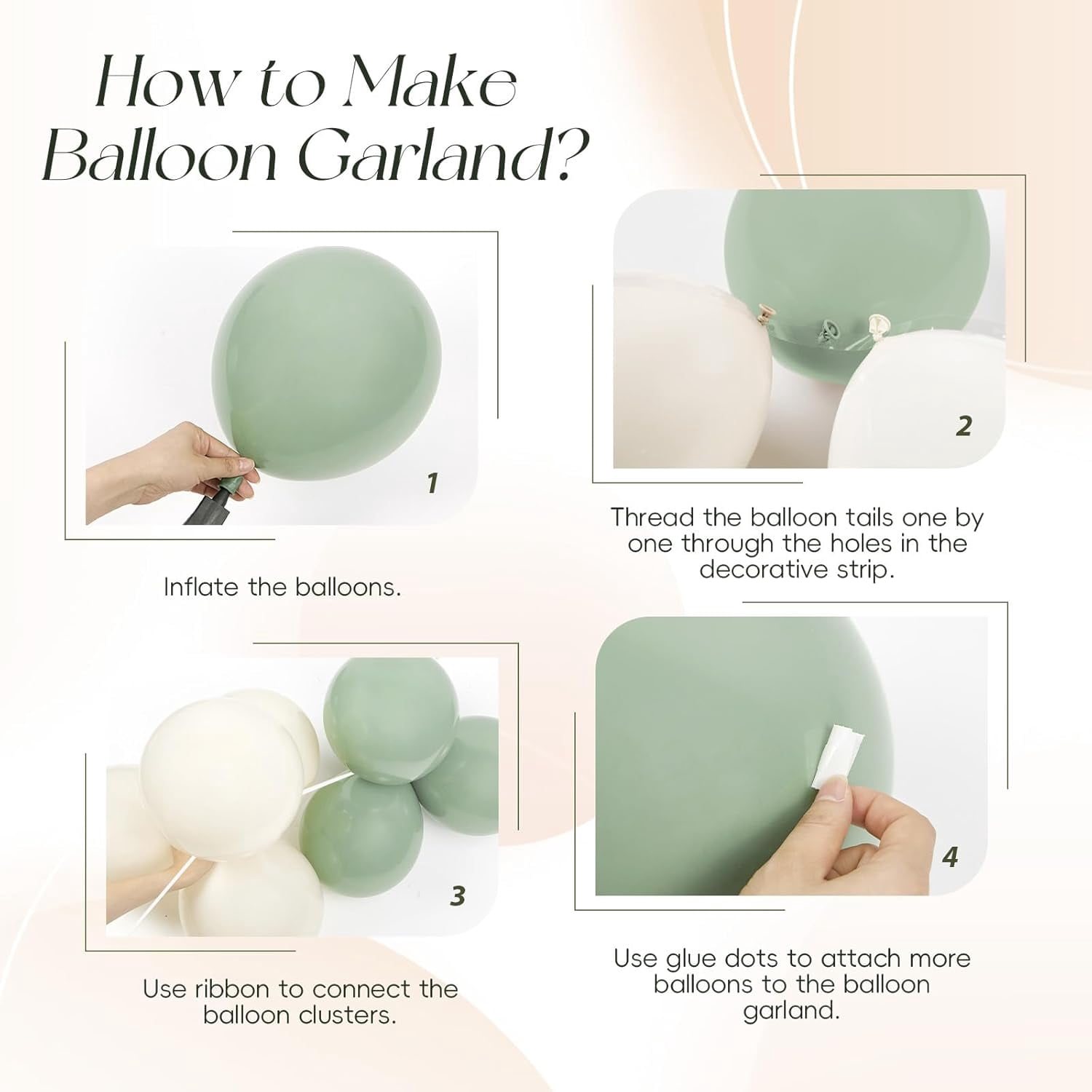 Neutral Balloon Arch Kit with Nude White Sand Sage Green Balloons for Decorations
