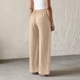 thumbnail image 3 of Women's High Waist Lightweight Linen Pants Boho Wide Leg Loose Fit Summer Trousers Khaki 2XL, 3 of 3