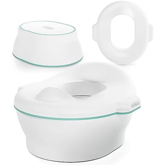 3-in-1 Grow-With-Me Toddler Potty Training Toilet, Toddler Potty, Toilet Topper Training Seat and Step Stool, Easy-to-Clean Potty Training System