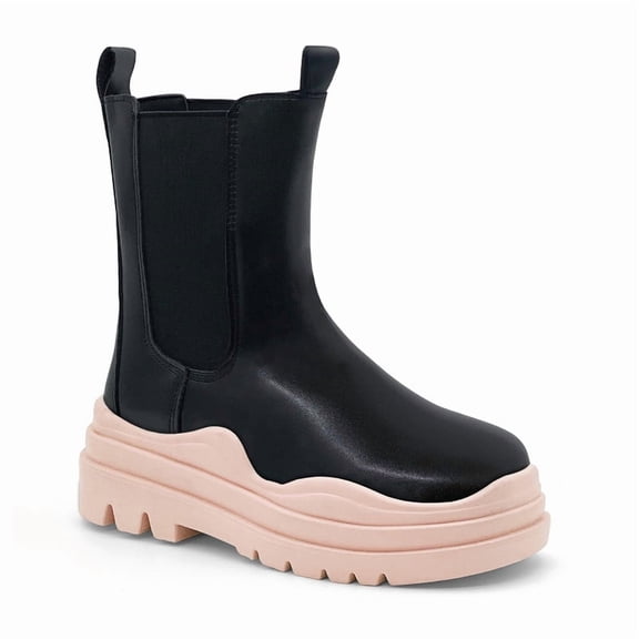 Women's Chelsea Low & Mid Shaft Boots Platform Elastic Lug Sole Booties Fashion Comfortable Pull On Boots