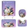 thumbnail image 2 of Clearance!4 Pcs Easter Shower Curtain Set,Shower Curtain with Waterproof Non-Slip Rug,Toilet Lid Cover and Bath Mat,Happy Easter Shower Curtain Sets for Bathroom, 2 of 7