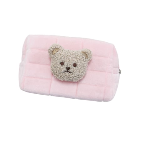 INS Cute Cotton Clutch Bag Mommy Bags Multi-function Student Stationery Bag Cute Bear Cosmetic Bags Baby Items Organizer Baby Toiletry Bag Portable Diaper Pouch PINK KHAKI BEAR