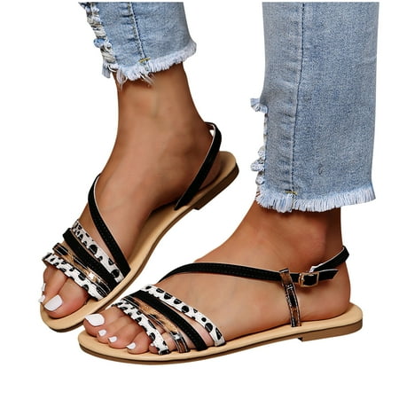 

Summer Saving Dvkptbk Women s Sandals Summer Ladies Shoes Casual Women s Sandals Roman Beach Sandals Black 7