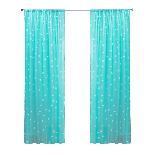 Cortina Decoración Transparencia Media Estrellas Azul/blanco E31115 celeste Elefantito E31115