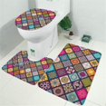 thumbnail image 2 of Multicolor Ethnic Mandala Pattern Bathroom Rugs Sets 3 Piece,Toilet Cover Set,Absorbent Non Slip Bathroom Mats Sets with U-Shaped Contour Rug Toilet Rug Set, 2 of 5