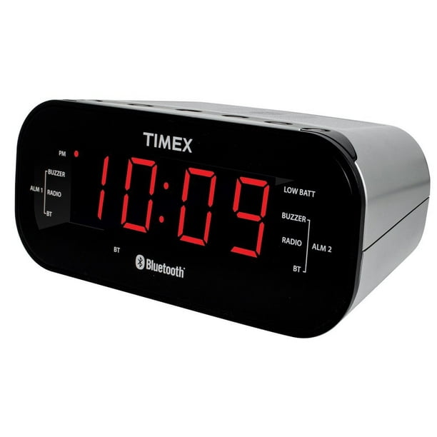 Timex Bluetooth Dual Alarm Radio Alarm Clock, Black