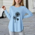 thumbnail image 2 of Povozer Girls Shirts Fashion Girls Long Sleeve Tees Girls' Soft T-Shirts Kids Basic Crewneck T-Shirts Top for Teen Youth Girls for 11-12 Years,Sky Blue, 2 of 4