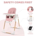 thumbnail image 6 of AILEEKISS Foldable High Chair for Baby, Toddler Eating Chair with Detachable Double Trays, Natural Pink, 6 of 11