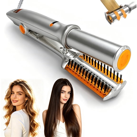 2 in 1 Hair Straightener and Curling Iron, Rotating Design Fast Heating Flat Curling Iron, 3 Temperature Adjustable Styling Wand for All Hair Types, Portable Travel Hair Tool