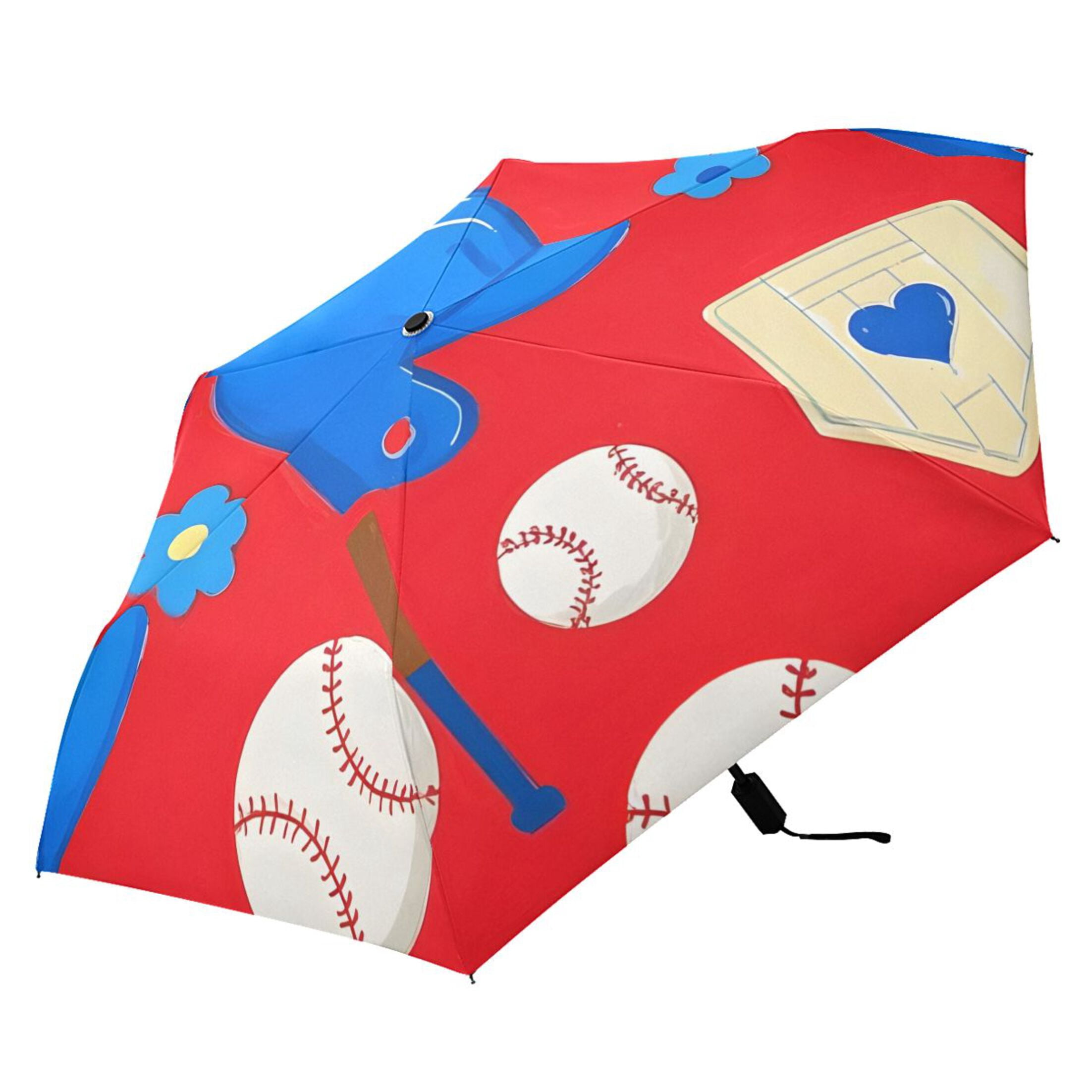 ALAZA Baseball UPF 50+ Compact Folding Umbrella for Rain Travel Umbrella Packable