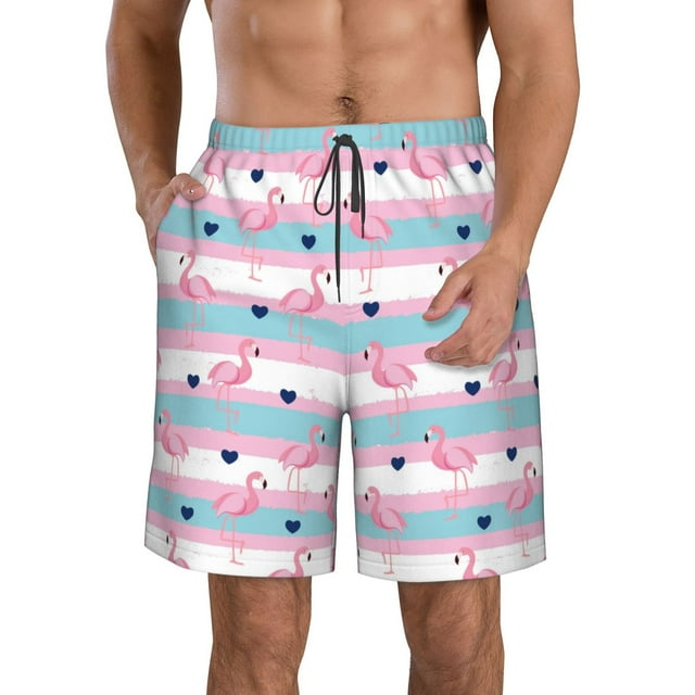 Fotbe Flamingo1 Trajes de Baño Estampados para Hombre, Shorts de Verano de Secado Rápido, Ropa de Playa, Bañadores-XX-Large