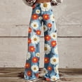 thumbnail image 2 of Arnsht Women's Fashion High Waist Stretch Denim Pants Casual Streetwear Vintage Flowers Printed Baggy Jeans Red XXL, 2 of 6