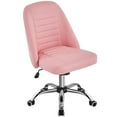 thumbnail image 2 of Alden Design Modern Adjustable Faux Leather Swivel Office Chair with Wheels, Pink, 2 of 9