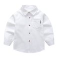 thumbnail image 2 of UACY Toddler Boys Button Up Dress Shirt Kids Long Sleeve Cotton T-Shirt Soft Trendy Blouses Simple Tops Tees (White, 3-4 Years), 2 of 8