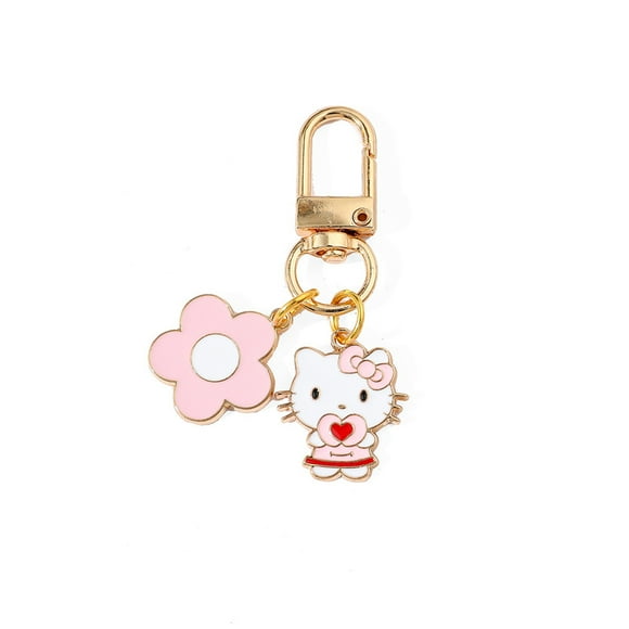 Diconna [Authorized] Sanrio Hello Kitty Cute Keychain Sweet Cartoon Flower Pendant Keyring Toys Schoolbag Pendant