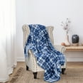 thumbnail image 3 of Solaris Plaid Fleece Throw Blanket for Couch, Women Men Ultra Soft Lightweight Flannel Blanket for Valentine's Day, 50" x 60", Plaid Blue, 3 of 8