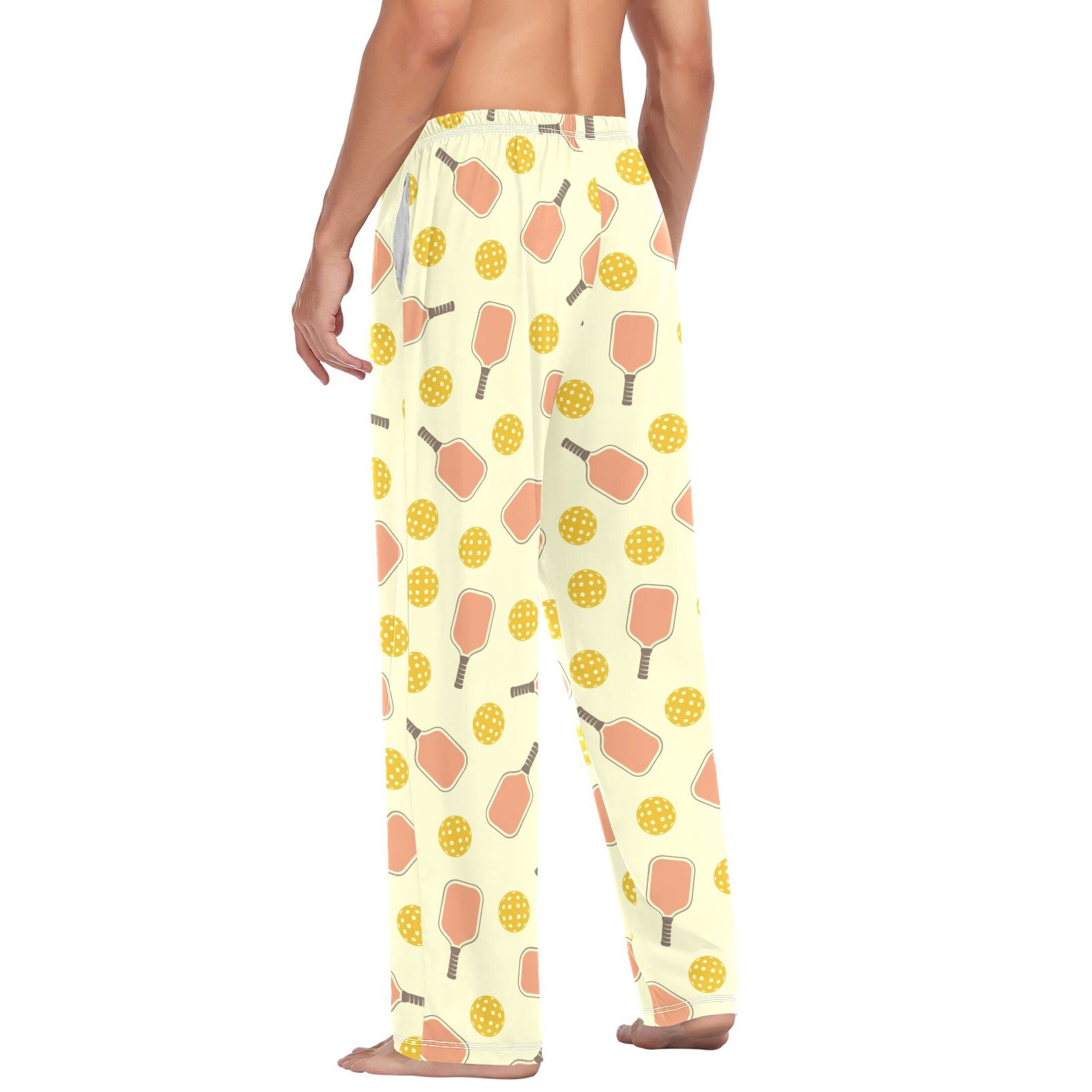 Yellow Pickleball Balls joogoo Men's Pajama Pants Cotton Long Sleepwear Lounge Pants M