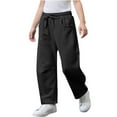thumbnail image 3 of CheerKidz Boys Girls Solid Color Pull On Jogger Pants for School Uniform Casual Wear Comfortable Kids Cargo Pants with Pockets for Daily Travel Home Holiday(Black,6-7 Years), 3 of 4