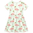 thumbnail image 2 of joogoo Flamingo with Clover Girls' Short Sleeve Dress Kids Dresses 4T, 2 of 8