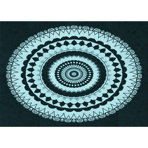 Ahgly Company Machine Washable Indoor Rectangle Transitional Deep Teal Green Area Rugs, 7' x 9'