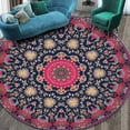 thumbnail image 3 of Alfombra étnica de mandala lavable para interiores, estilo bohemio, redonda, antideslizante, moderna, para sala de estar, dormitorio y comedor., 3 of 4