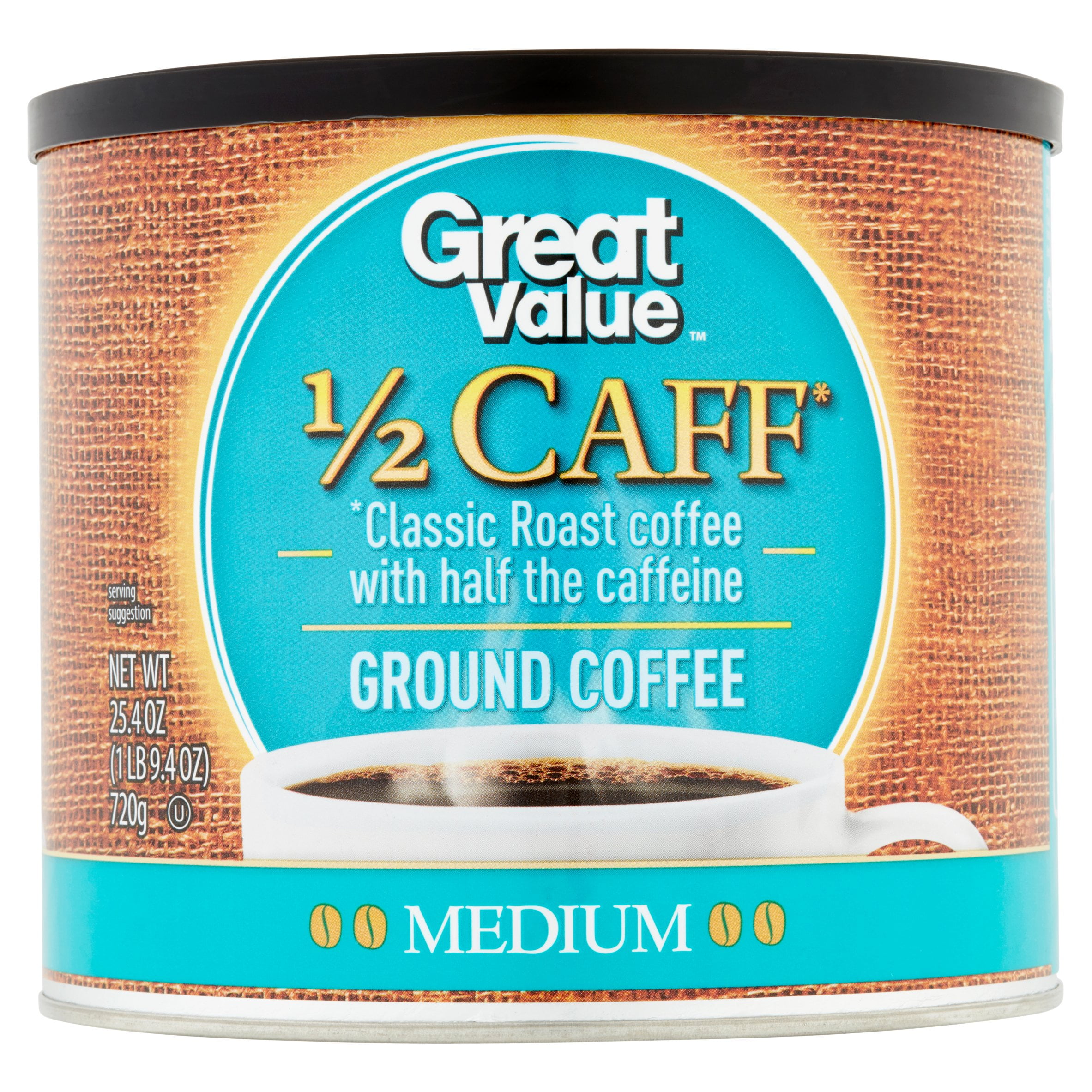 Great Value 1/2 Caff Ground Coffee, Medium Roast, 25.4 oz