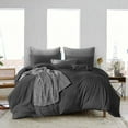 thumbnail image 1 of Twin/Twin XL Size Duvet Covers Egyptian Cotton 600 Thread Count Soft and Smooth All Season Duvet Cover 3 Piece (1 Duvet Cover + 2 Pillow Cases) Dark Grey Solid with Zipper Closure, 1 of 5