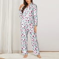 thumbnail image 2 of KLL Tulips Flowers Print Women's Long Sleeve Pajamas with Pants Sleepwear Loungewear 2 Set-X-Large, 2 of 7