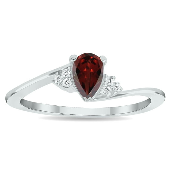 SZUL Women's Garnet and Diamond Tierra Ring in 10K White Gold