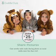 Cuddle Club One Piece Romper Hooded Fleece Onesie Jumper for Baby, Blue Black Dino 0-3 Mos