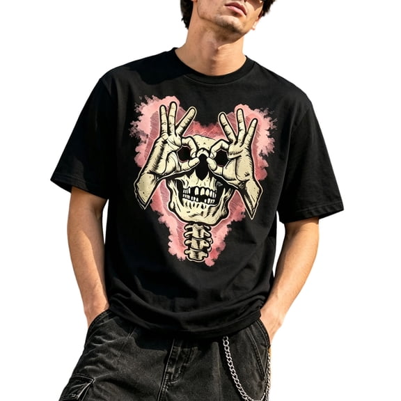 CONZONE Mens Halloween T-Shirts Skeleton Graphic Tees for Men Short Sleeve Crew Neck Casual Tops