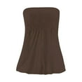 thumbnail image 5 of GceSteap Tube Tops for Women Strapless Tops Summer Bandeau Tank Tops Solid Tanks Smocked Ruffled Backless Sleeveless Shirts Brown L, 5 of 5