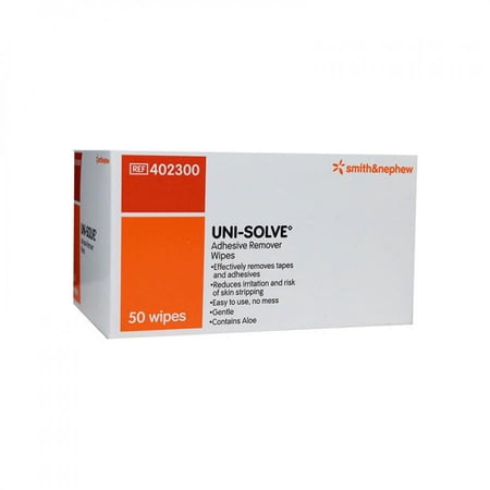 Smith and Nephew Uni Solve Adhesive Remover Wipe, 50 Pieces Box