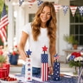 thumbnail image 4 of Cififendec 3Pcs Patriotic Distressed Wooden Decor, Vintage Red White Blue Tabletop Centerpiece for Kitchen Dining Table & Farmhouse Mantel Holiday Ornament, 4 of 5