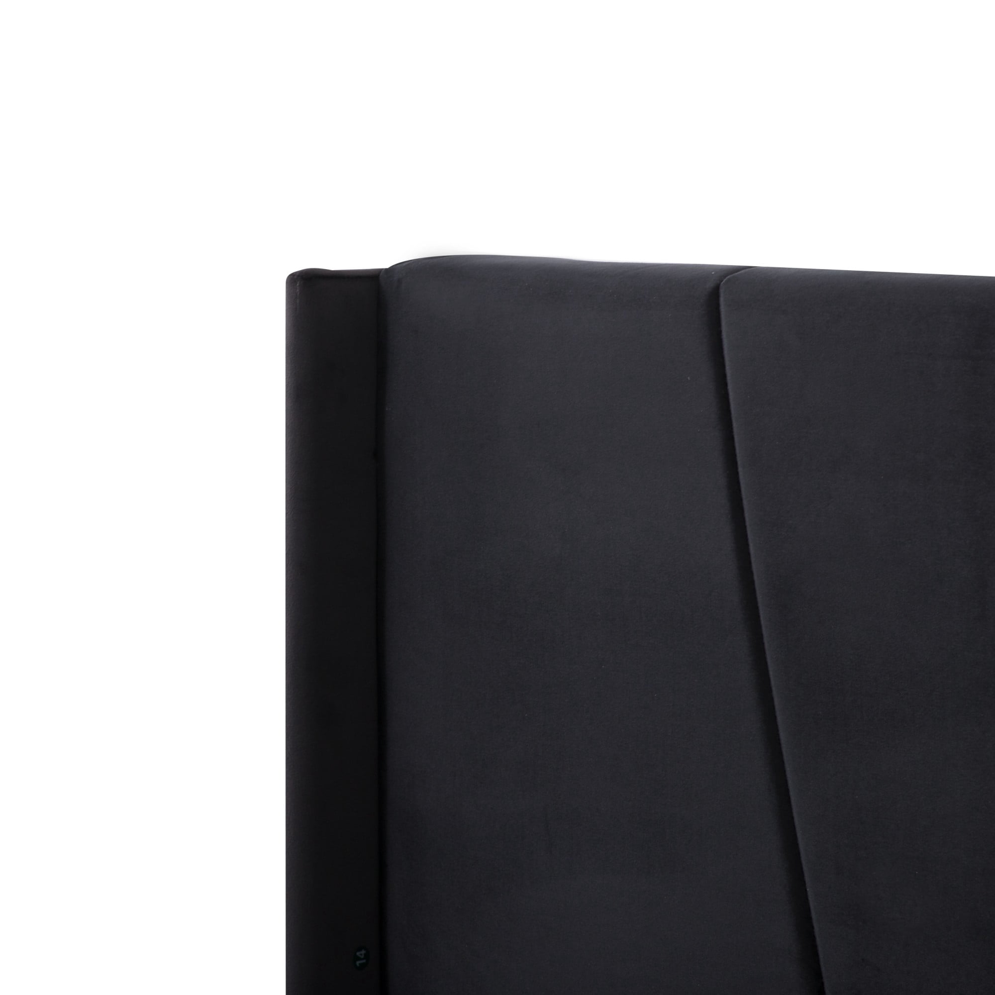 BSHTI King Size Platform Bed Frame with Upholstered Velvet Headboard, Solid Wood Frame, Wood Slats, Easy Assembly,Black