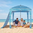 thumbnail image 2 of EDX Portable Beach Cabana Shelter Canopy, UPF 50+ Sand Pocket Sun Shade with Carry Bag, Easy Setup Waterproof Outdoor Beach Tent with Vent Top, for Kids, Family & Friends, Light Blue, 2 of 9