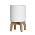 thumbnail image 2 of Modern Metal Planter Pot With 4-Leg Wood Base - White - 13.5"H x 8.5"W, 2 of 4