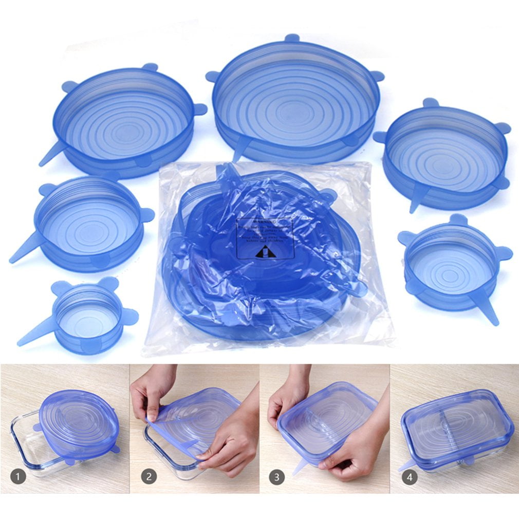 2Pcs 6 Pcs Stretchable Food Saver Dishwasher And Freezer, Silicone Bowl ...