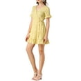 thumbnail image 4 of Allegra K Women's V Neck Ruffle Hem Daisy Button Tie Belt Dress, 4 of 6