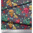 thumbnail image 3 of Soimoi Poly Georgette Fabric Dot,Bone & Skull Fabric Prints by Yard 52 Inch Wide, 3 of 3