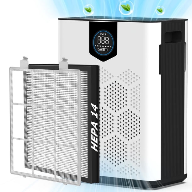 Purificador de aire DAYETTE AP303 H14 con filtros HEPA de 300 m² con monitor