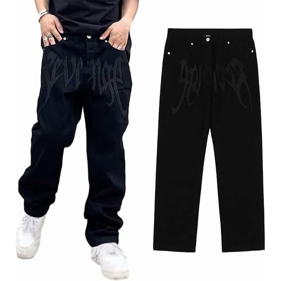 Pantalones vaqueros holgados estampados para hombre, estilo hip hop, para adolescentes, estilo urbano, para patineta, Y2K