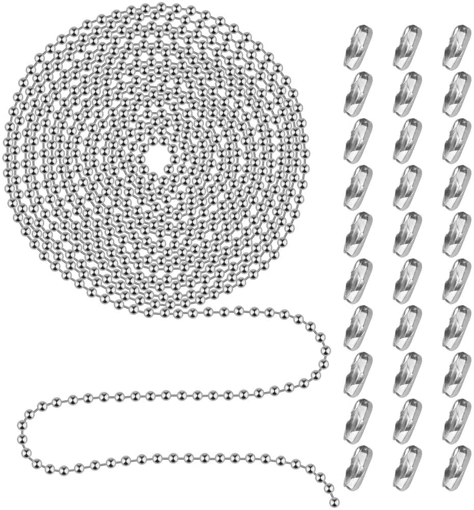 1-2pack 10 Feet Beaded Roller Chain Beaded Pull Chain Extension with Connector 