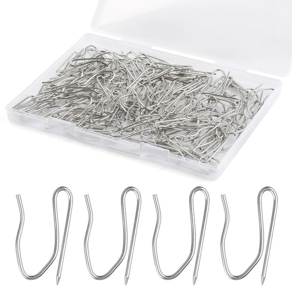 Januofit 140 PCS Metal Curtain Hooks for Drapes, 1.2 in Rustproof Drapery Pins for Pinch Pleat Curtain, S-Shaped Pin-On Hook for Window, Door, Shower, RV Curtains