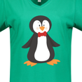 thumbnail image 4 of Inktastic Cute Penguin, Penguin With Red Bow Tie Women's V-Neck T-Shirt, 4 of 5