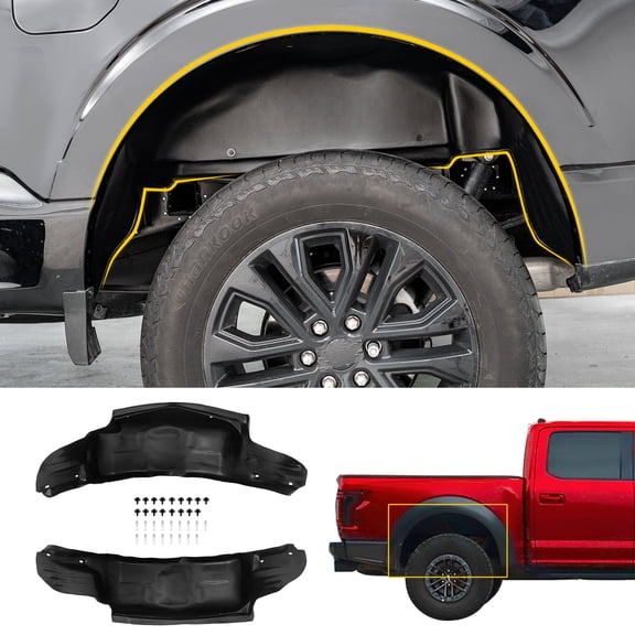 Rear Wheel Well Liners for 2021-2025 Ford F150 (Not for Raptor) Rear Wheel Arch Liners PE No Drilling