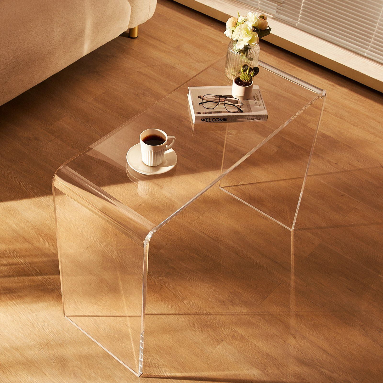 Acrylic Console Table,Modern Clear Acrylic End Table – Transparent Side Table 38.2"x15"x29.3" for Living Room, Bedroom, Entryway