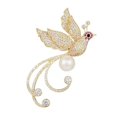 thumbnail image 2 of Xinyolin Simple Luxury Women Phoenix Shape Brooch Shining Rhinestones Inlaid Faux Pearl Suit Badge Electroplating Pin Outfit Accessories, 2 of 7