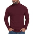 thumbnail image 2 of Men Shirts under $10 Men's Solid Color Elastic TurtleNeck Long Sleeve Slim Blouse Tops Blouses Red XXL, 2 of 9