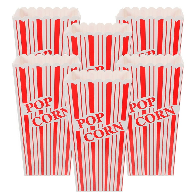 6pcs Disposable Popcorn Paper Cups Stripy Paper Popcorn Box French Fries Containers for Party